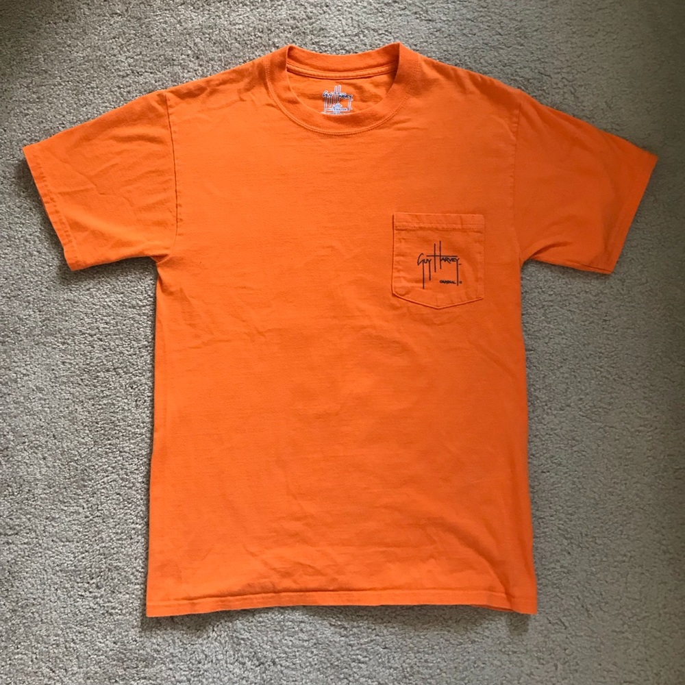 Guy Harvey orange pocket t-shirt